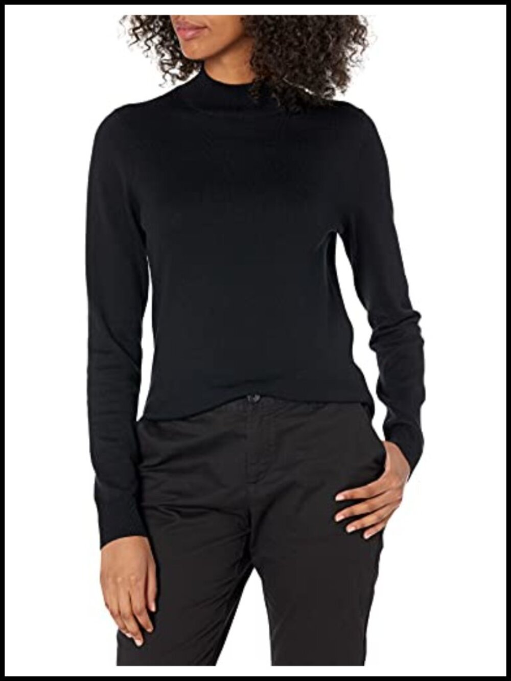 Women's Lightweight Cotton Blend Mock Neck Pullover Sweater, Long Sleeve